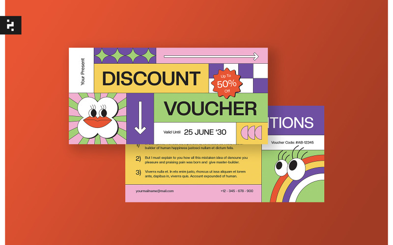 Retro Groovy Discount Voucher Corporate Identity
