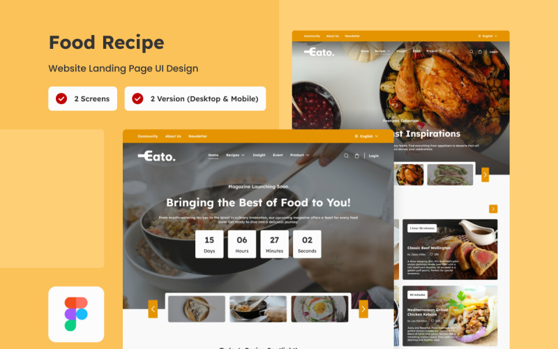 Eato - Food Recipe Landing Page V1 UI Element