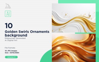Golden Swirls Ornaments background 10 Set V-11
