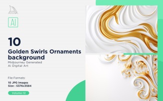 Golden Swirls Ornaments background 10 Set V-12