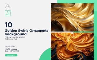 Golden Swirls Ornaments background 10 Set V-13