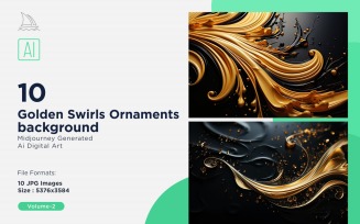 Golden Swirls Ornaments background 10 Set V-2