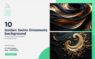 Golden Swirls Ornaments background 10 Set V-3