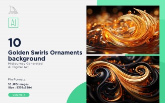 Golden Swirls Ornaments background 10 Set V-4