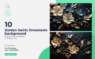 Golden Swirls Ornaments background 10 Set V-5