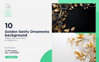 Golden Swirls Ornaments background 10 Set V-6