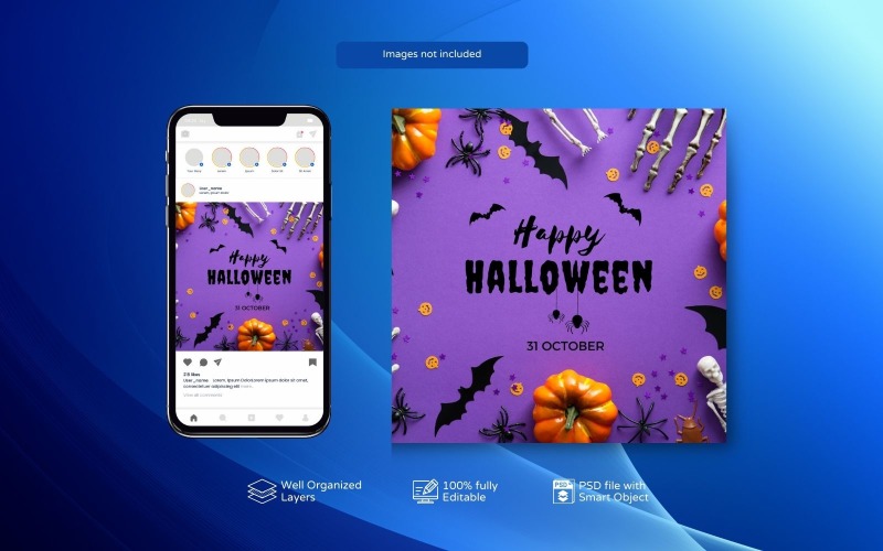 Minimal PSD Creative Halloween Celebration Poster Social Media