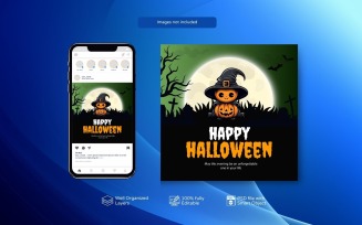 PSD Creative Halloween Celebration Poster Green