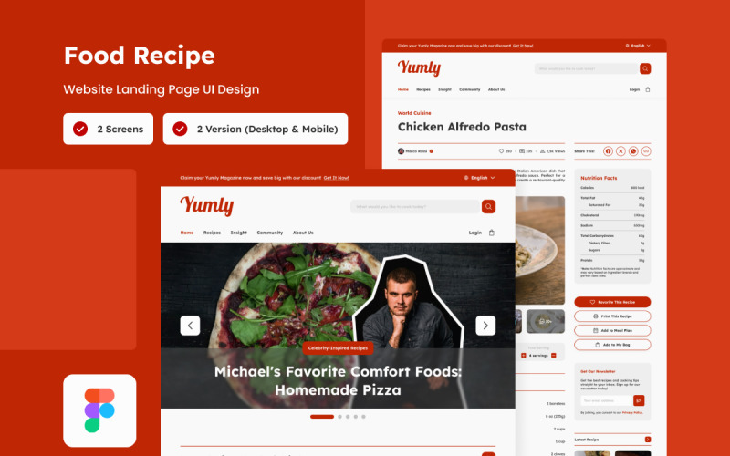 Yumly - Food Recipe Landing Page UI Element