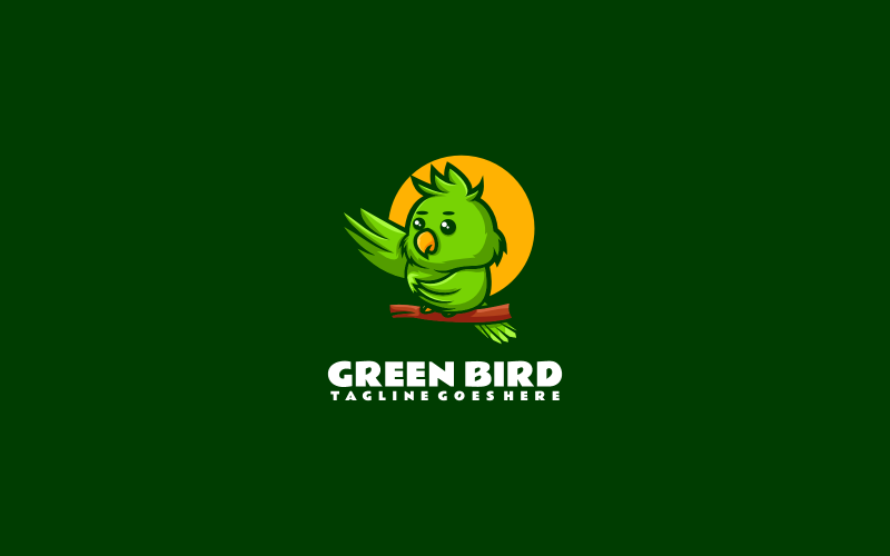 Green Bird Simple Mascot Logo 1 Logo Template