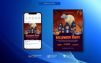 3D Halloween Party PSD Celebration Event Poster