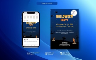 Party Poster PSD for Halloween Celebration Orange