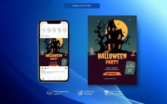 Party Poster PSD for Halloween Celebration