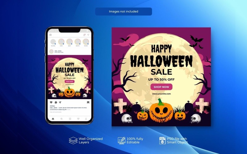 Poster Templates for Halloween Sale PSD Social Media