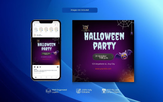 PSD Halloween Party Celebration Event Poster Square