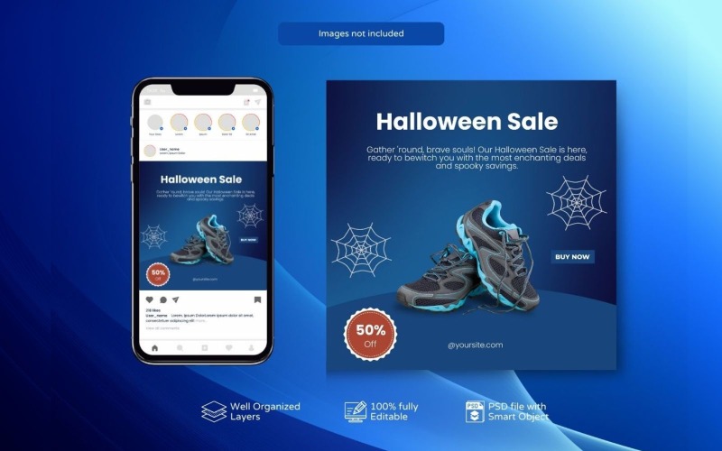 PSD Halloween Sale Poster Template Social Media