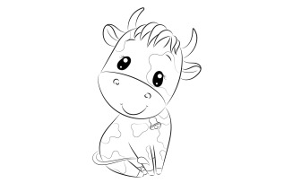 Cow Vector Coloring Page illustration