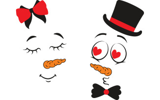 Cute Snowman Couple Vector Emoji