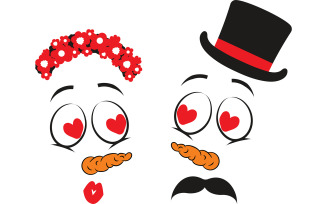 Cute Snowman Emoji Vector Couple