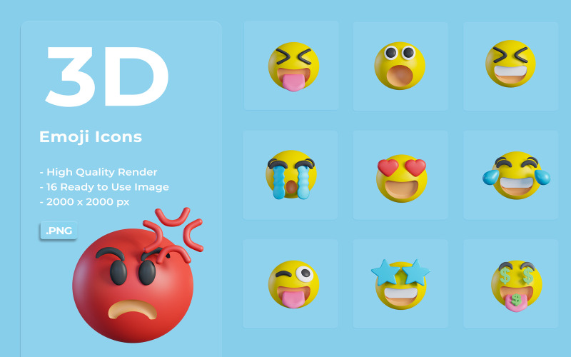 3D Emoji Icon Design Template Icon Set