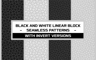 Linerzha - Black and White Linear Block Seamless Patterns with Invert Versions