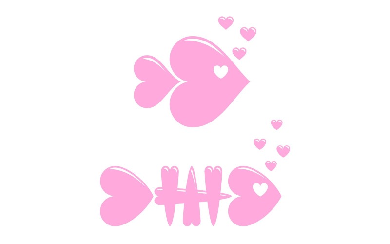 Multenzo - Multipurpose heart fish and fish bone in pink color Illustration