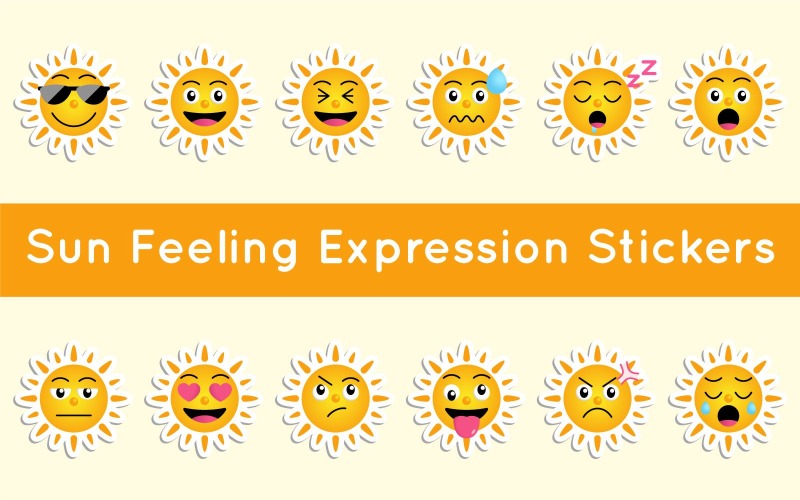 Stickriza - Sun Feeling Expression Stickers Vector Graphic