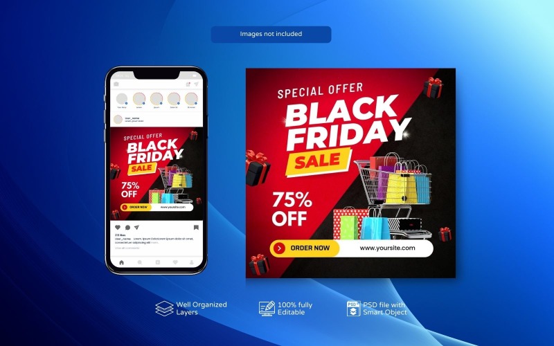 Black Friday Sale Promotions: Modern PSD Social Media