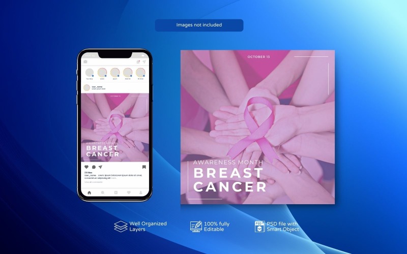 Breast Cancer Awareness Social Media Template (PSD)