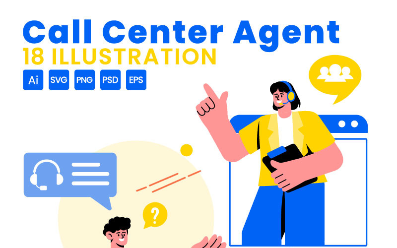 18 Call Center Agent Illustration