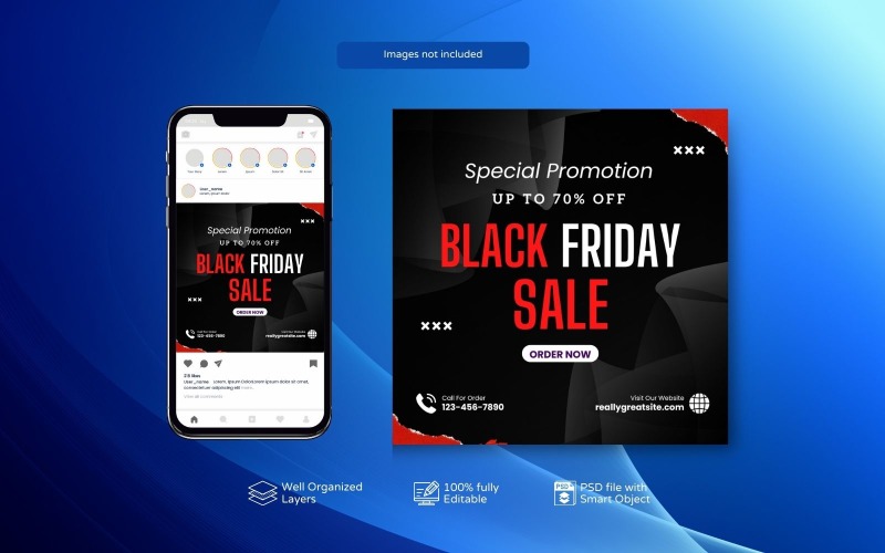 Modern Black Friday Sale PSD for Social Media Promotions