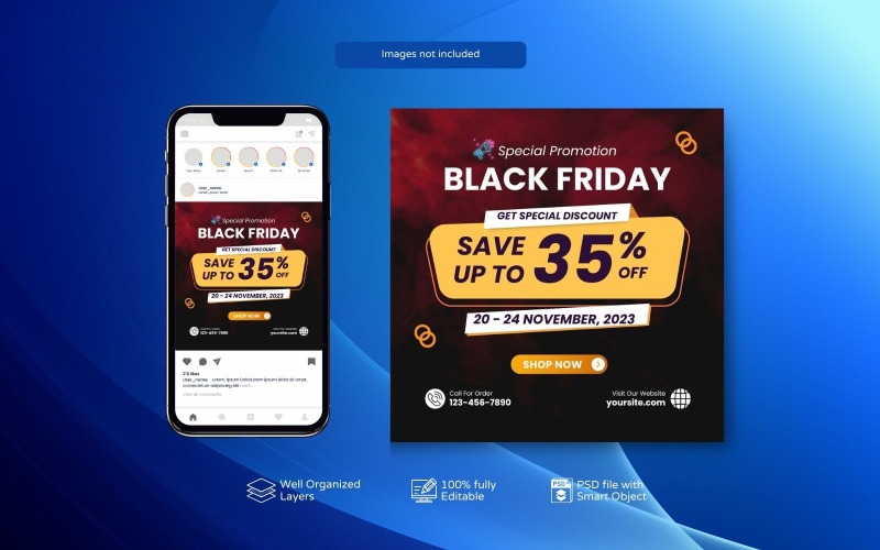 Modern Black Friday Sale PSD Social Media Promotions