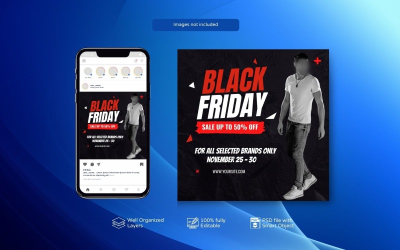 PSD Templates Black Friday Discount Promotions on Social Media