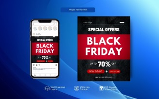 PSD Templates for Black Friday Discount Promotions Red