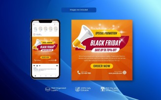 Social Media Black Friday Promotions Modern Abstract PSD