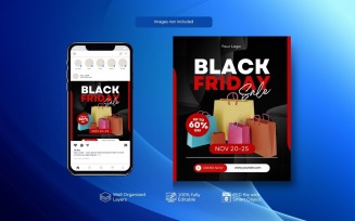 Social Media Black Friday Promotions Poster Modern Abstract PSD