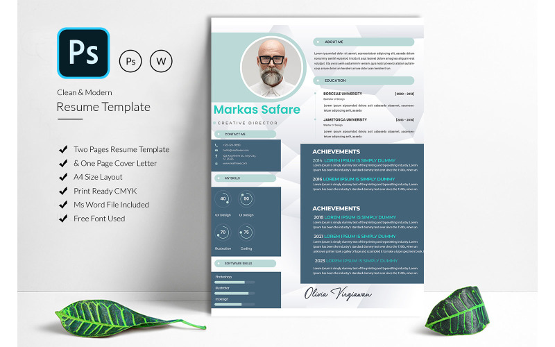 Cover Letter And Resume Star PSD Template Resume Template