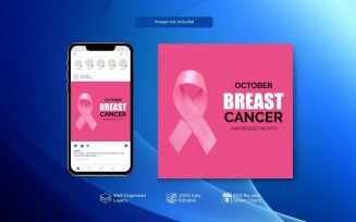 Editable PSD Social Media Template for Breast Cancer Awareness
