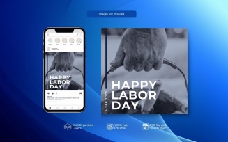 International Labour Day PSD Template for Social Media Posts