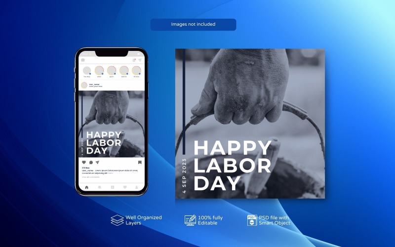 International Labour Day PSD Template for Social Media Posts