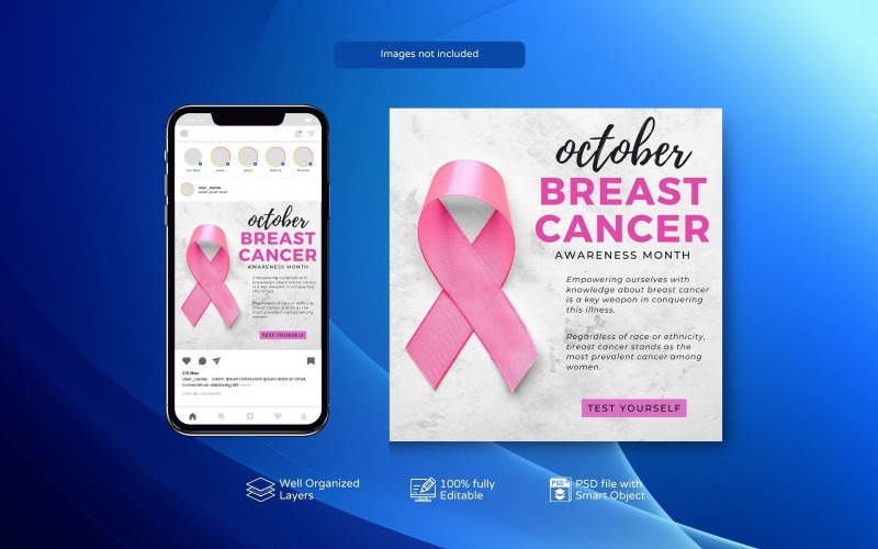 Minimal Breast Cancer Awareness Month Post Template Social Media