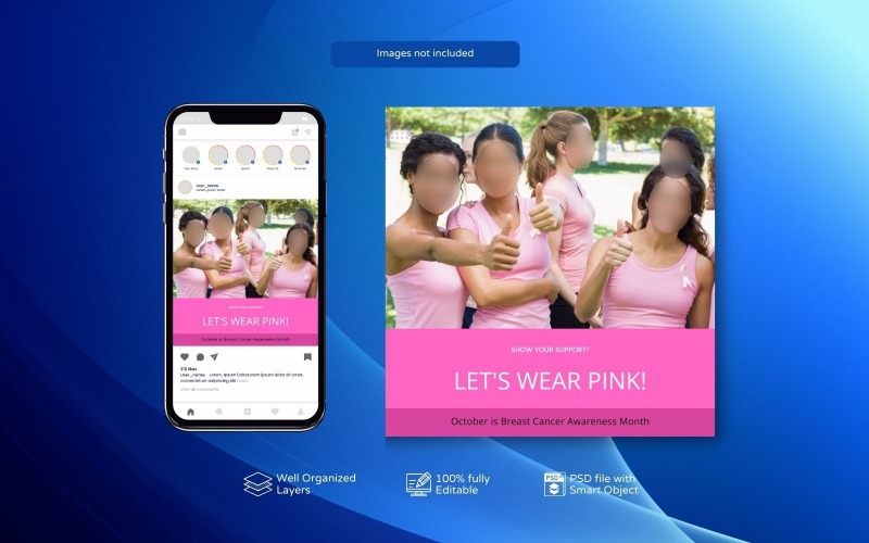 PSD Template for Breast Cancer Awareness Month Posts Social Media