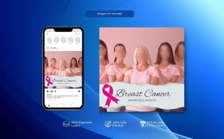 Social Media Post Template for Breast Cancer Awareness PSD