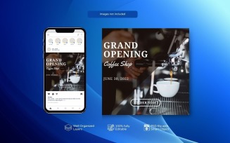 Coffee Shop Grand Opening Social Media Post