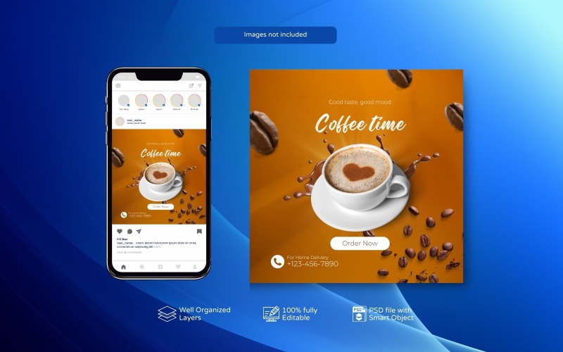 PSD Social Media Graphics for Coffee Enthusiasts