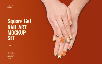 Square Gel Nail Art Mockup Set