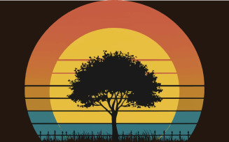 Tree and sun design illustration