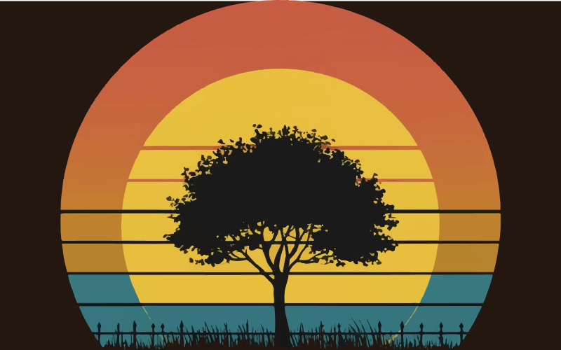 Tree and sun design illustration Illustration