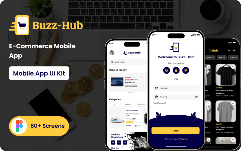 Buzz Hub E-Commerce App Figma Template UI Element