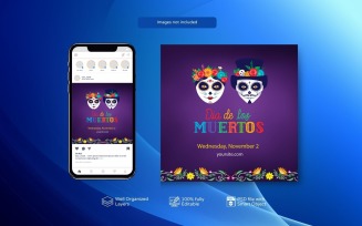 Clean Día de Muertos Social Media PSD Template